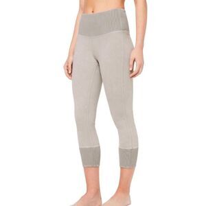LULULEMON ATHLETICA Wunder Under Crop 23' 'Ribbed In Washed French Clay Size 4